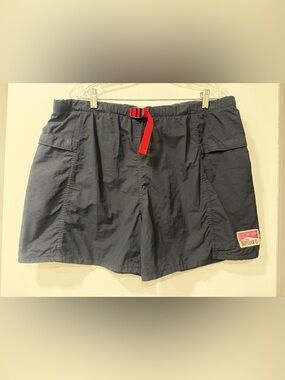Marlboro Black Athletic Shorts with Red Webbing Belt